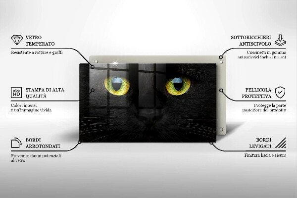 Tabla de cortar de vidrio Ojos de gato animales