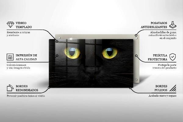 Tabla de cortar de vidrio Ojos de gato animales