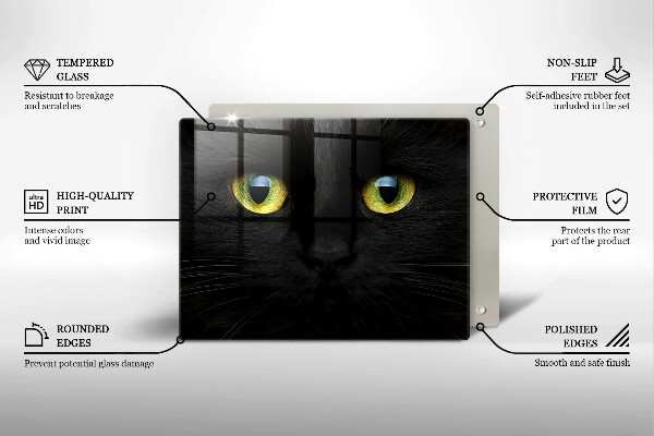 Tabla de cortar de vidrio Ojos de gato animales
