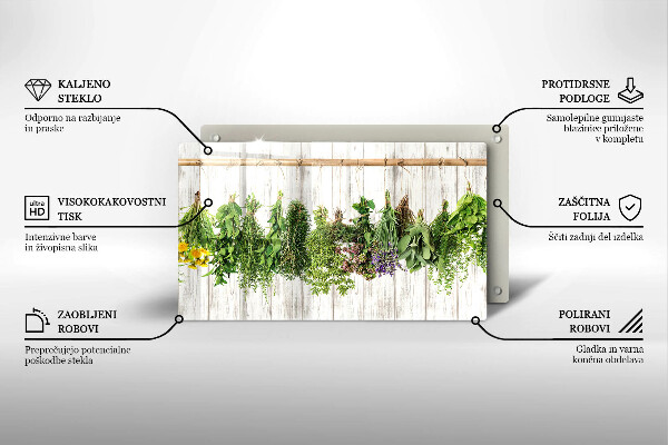 Tabla de cortar de vidrio Hierbas y plantas secas
