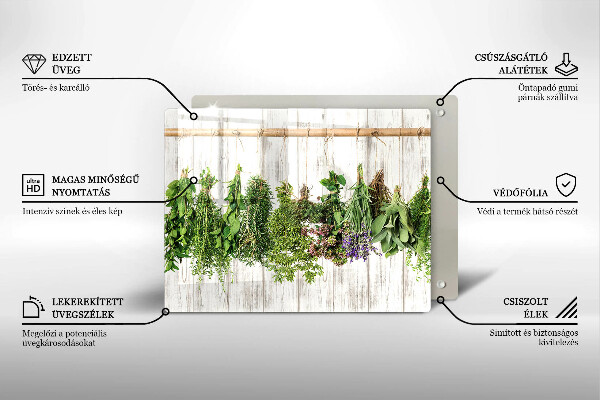 Tabla de cortar de vidrio Hierbas y plantas secas