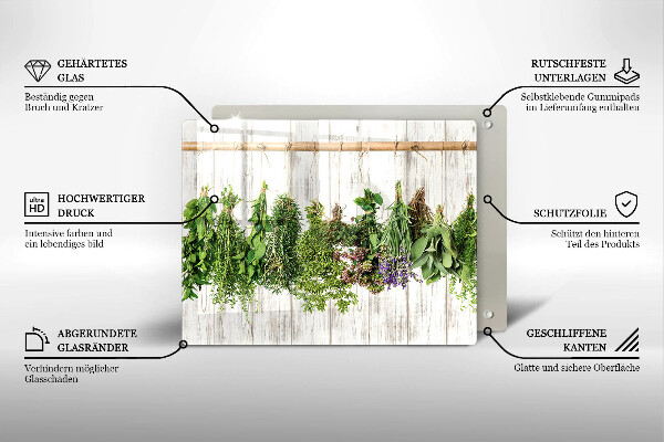 Tabla de cortar de vidrio Hierbas y plantas secas