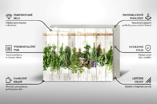 Tabla de cortar de vidrio Hierbas y plantas secas
