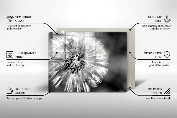 Tabla de cortar de vidrio Un delicado diente de león