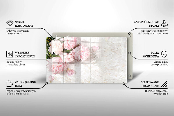 Tabla de cortar de vidrio Flores rosas delicadas