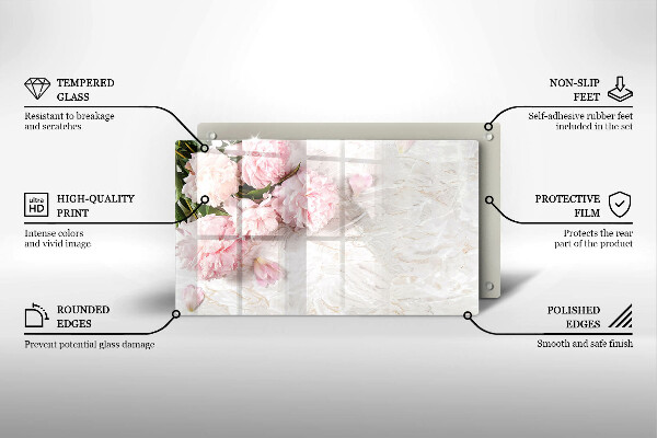 Tabla de cortar de vidrio Flores rosas delicadas