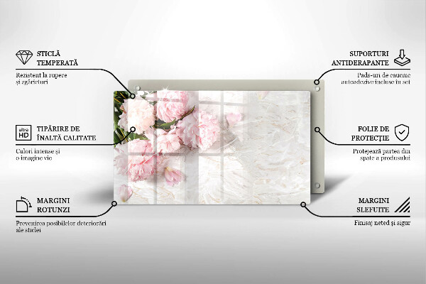 Tabla de cortar de vidrio Flores rosas delicadas