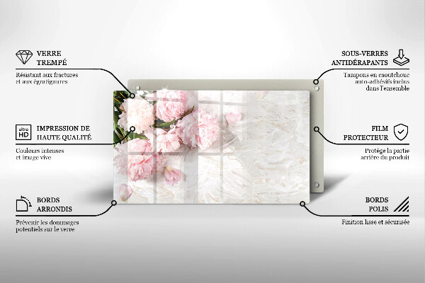 Tabla de cortar de vidrio Flores rosas delicadas