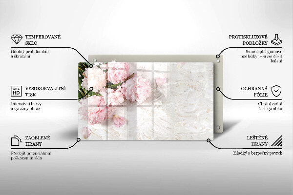 Tabla de cortar de vidrio Flores rosas delicadas