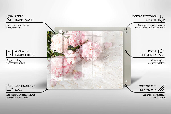 Tabla de cortar de vidrio Flores rosas delicadas