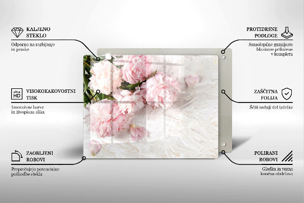 Tabla de cortar de vidrio Flores rosas delicadas