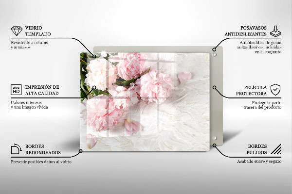 Tabla de cortar de vidrio Flores rosas delicadas