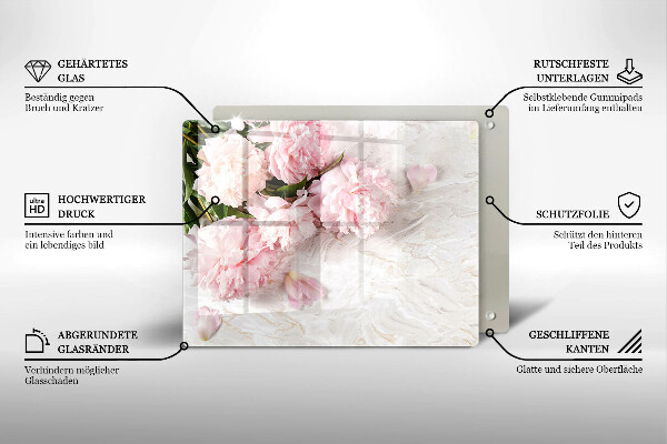 Tabla de cortar de vidrio Flores rosas delicadas