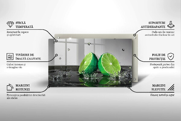Tabla de cortar de vidrio Limas jugosas y agua