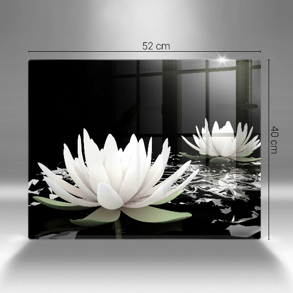 Tabla de cortar de vidrio Lirios blancos en el agua