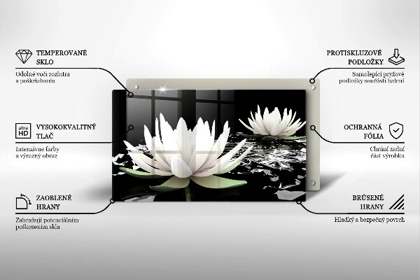 Tabla de cortar de vidrio Lirios blancos en el agua