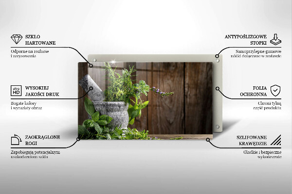 Tabla de cortar de vidrio Plantas hierbas y madera