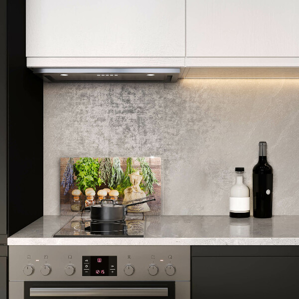 Tabla de cortar de vidrio Hierbas especias y madera