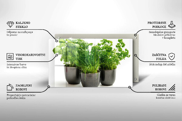 Tabla de cortar de vidrio Macetas con hierbas