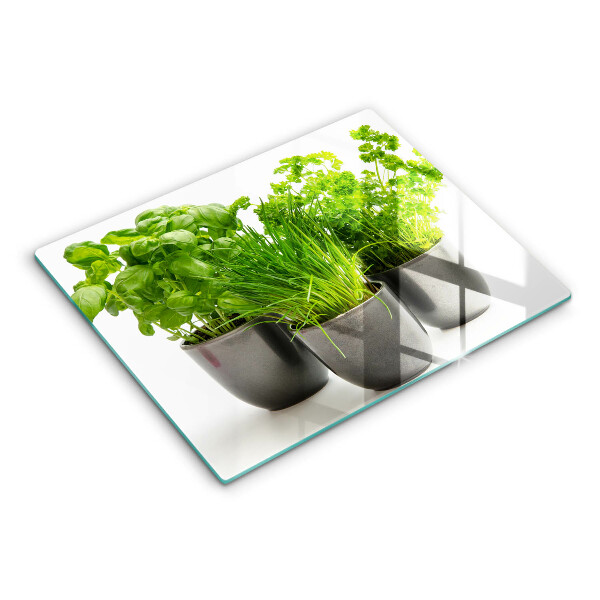 Tabla de cortar de vidrio Macetas con hierbas