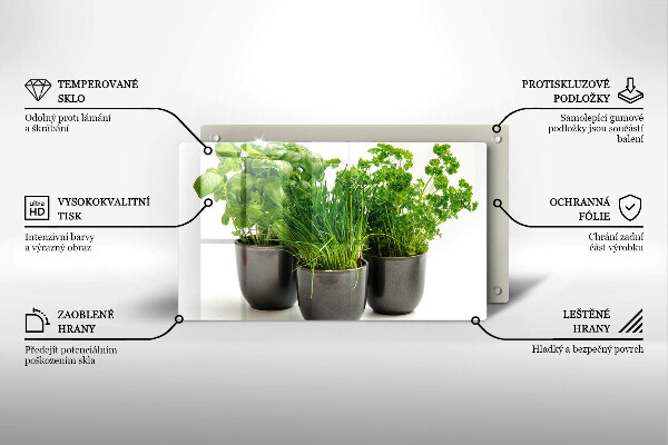 Tabla de cortar de vidrio Macetas con hierbas