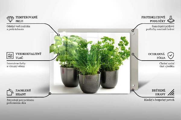 Tabla de cortar de vidrio Macetas con hierbas