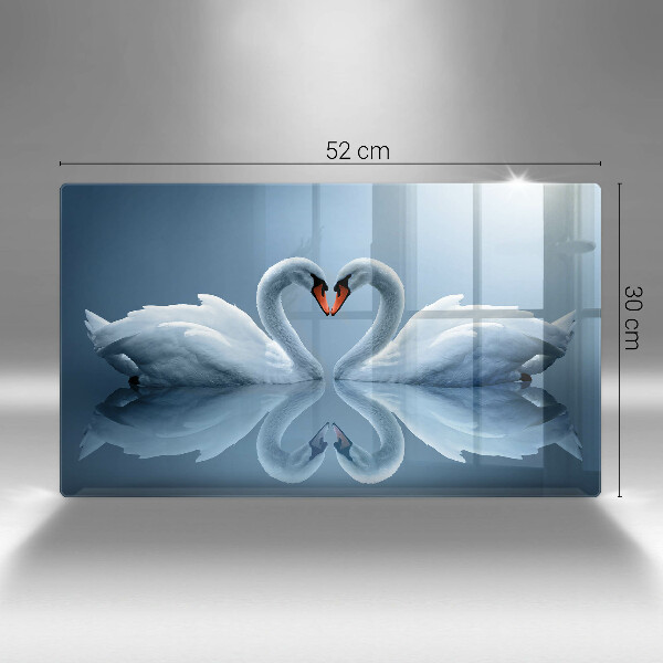 Tabla de cortar de vidrio Dos corazones de cisne