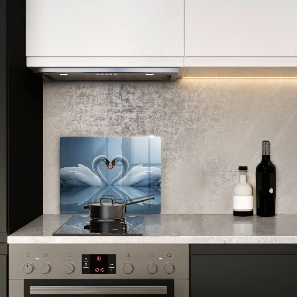 Tabla de cortar de vidrio Dos corazones de cisne