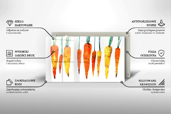 Tabla de cortar de vidrio Ilustración de zanahoria