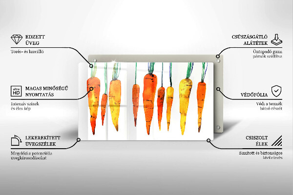 Tabla de cortar de vidrio Ilustración de zanahoria