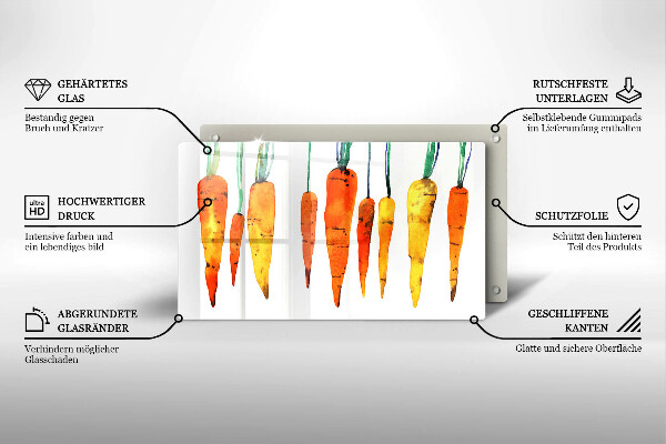 Tabla de cortar de vidrio Ilustración de zanahoria