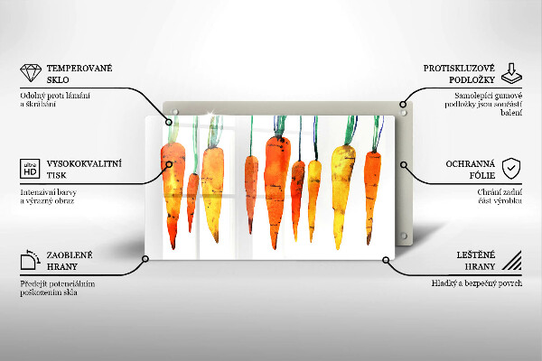 Tabla de cortar de vidrio Ilustración de zanahoria