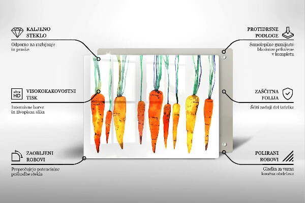 Tabla de cortar de vidrio Ilustración de zanahoria