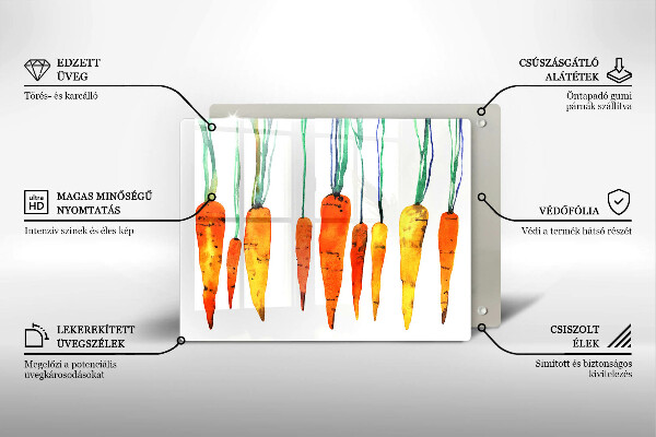 Tabla de cortar de vidrio Ilustración de zanahoria