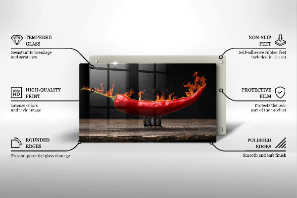 Tabla de cortar de vidrio Ají picante