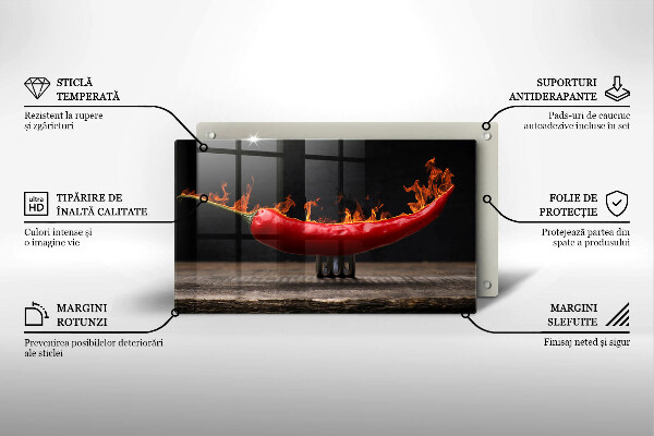 Tabla de cortar de vidrio Ají picante