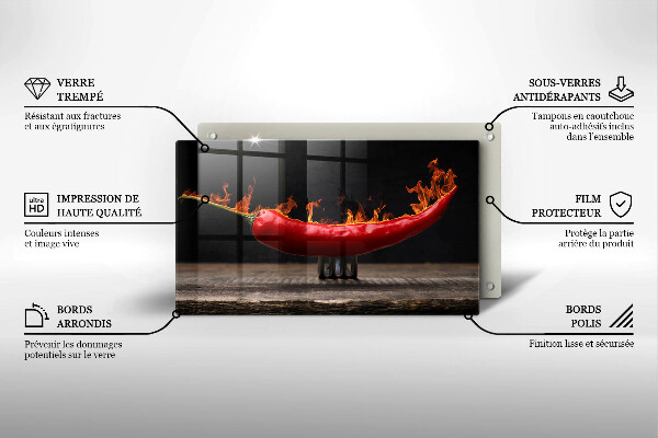 Tabla de cortar de vidrio Ají picante