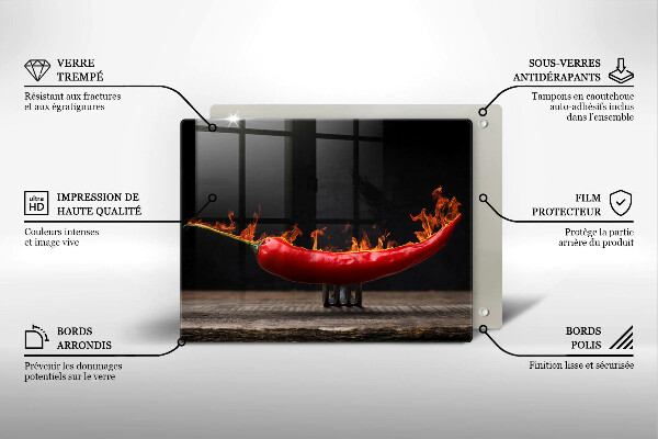 Tabla de cortar de vidrio Ají picante