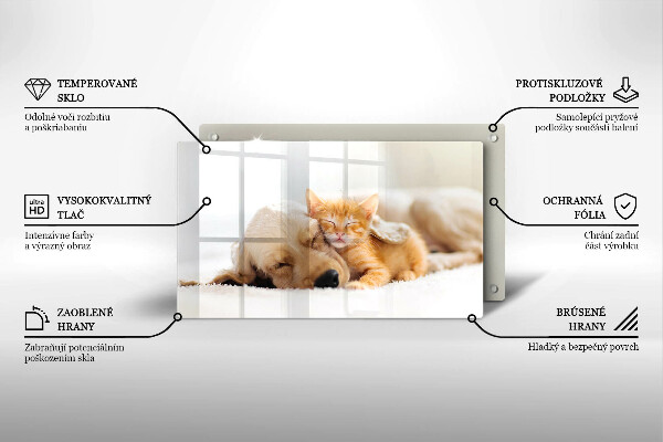 Tabla de cortar de vidrio Animales perro y gato