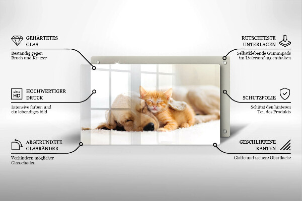 Tabla de cortar de vidrio Animales perro y gato