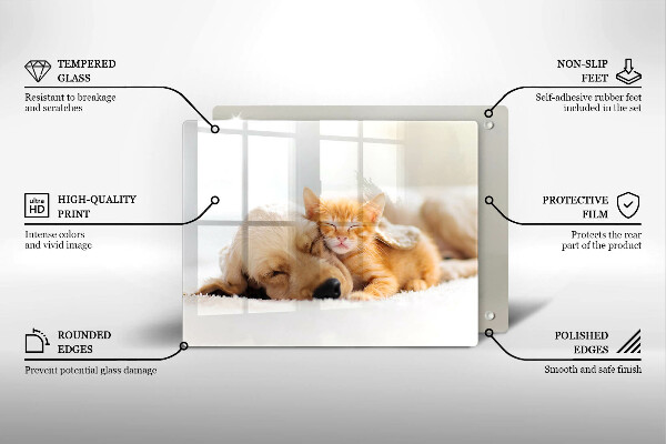 Tabla de cortar de vidrio Animales perro y gato