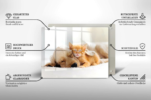 Tabla de cortar de vidrio Animales perro y gato