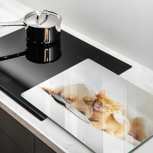 Tabla de cortar de vidrio Animales perro y gato