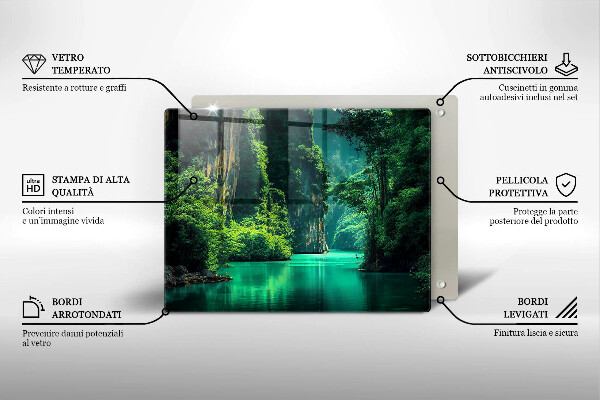 Tabla de cortar de vidrio Paisaje de laguna