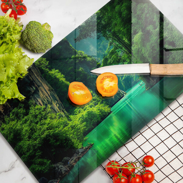 Tabla de cortar de vidrio Paisaje de laguna