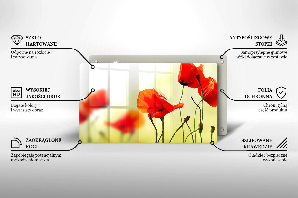 Tabla de cortar de vidrio Flores de amapolas rojas
