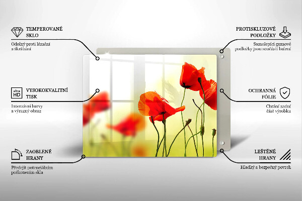 Tabla de cortar de vidrio Flores de amapolas rojas