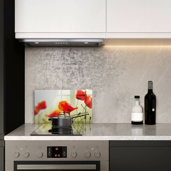 Tabla de cortar de vidrio Flores de amapolas rojas