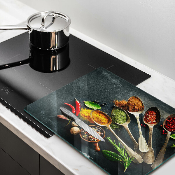 Tabla de cortar de vidrio Cucharas de cocina de especias