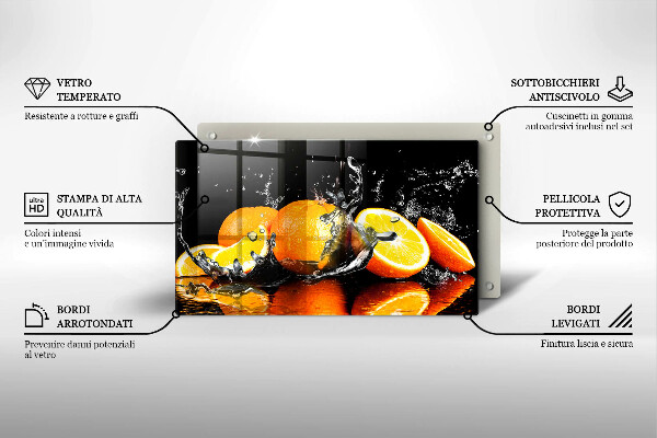 Tabla de cortar de vidrio Fruta jugosa de naranja